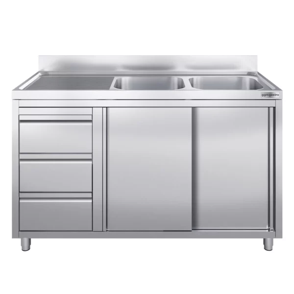 Skříňka s umyvadlem - 1600x700mm - se 3 zásuvkami a 2 umyvadly na pravé straně - Image 5