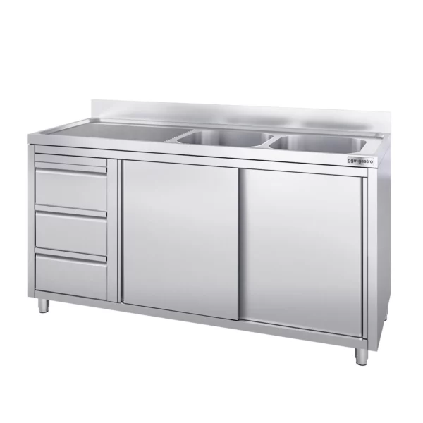 Skříňka pod umyvadlo - 1800x600mm - se 3 zásuvkami a 2 umyvadly na pravé straně - Image 5