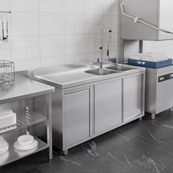 Skříňka s umyvadlem - 1800x700mm - s nádobou na odpad a 2 umyvadly vpravo - Image 8