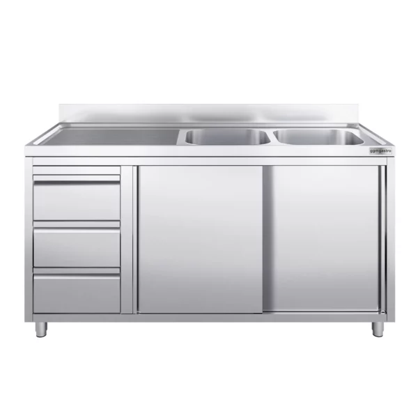 Skříňka s umyvadlem - 1800x700mm - se 3 zásuvkami a 2 umyvadly vpravo - Image 4