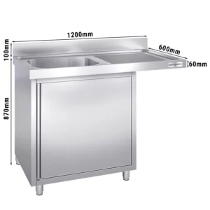 Dřezová skříňka k myčce nádobí - 1200mm - 1 umyvadlo vlevo Š400xH400xV250mm