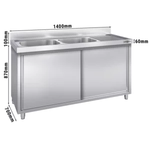 Dřezová skříňka PREMIUM - 1400x700mm - se 2 umyvadly vlevo