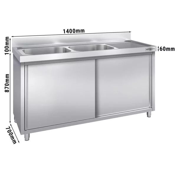Dřezová skříňka PREMIUM - 1400x700mm - se 2 umyvadly vlevo