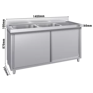 Dřezová skříňka ECO - 1400x700mm - se 2 umyvadly vlevo