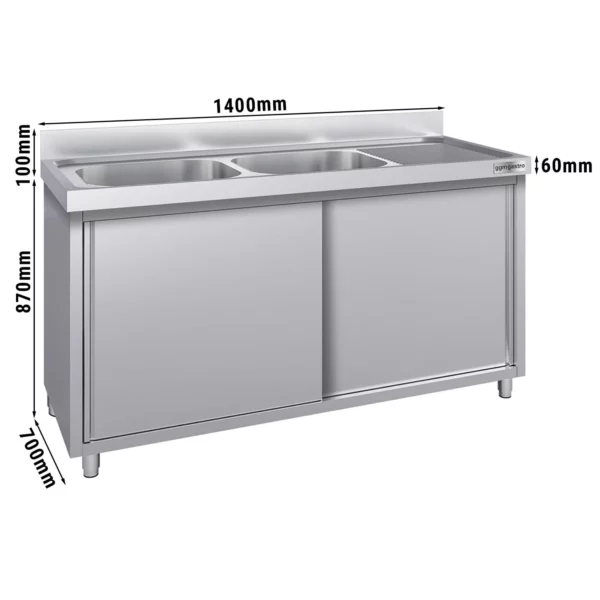 Dřezová skříňka ECO - 1400x700mm - se 2 umyvadly vlevo