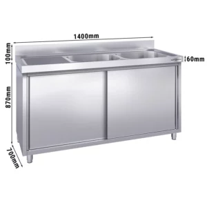 Dřezová skříňka PREMIUM - 1400x700mm - se 2 umyvadly vpravo