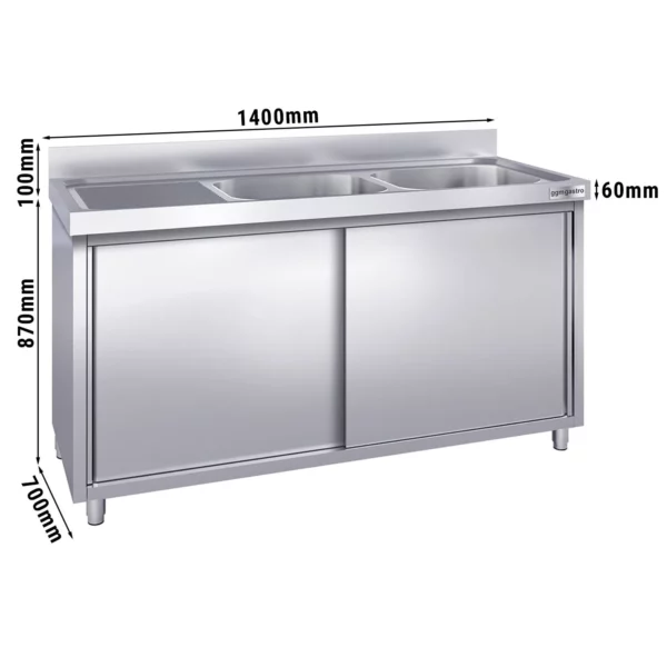 Dřezová skříňka PREMIUM - 1400x700mm - se 2 umyvadly vpravo