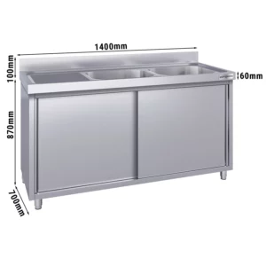 Dřezová skříňka ECO - 1400x700mm - se 2 umyvadly vpravo