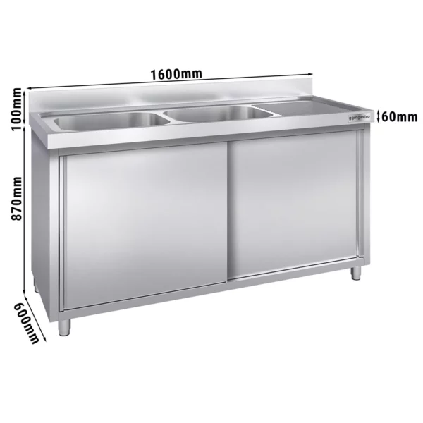 Dřezová skříňka PREMIUM - 1600x600mm - se 2 umyvadly vlevo