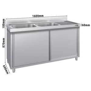 Dřezová skříňka ECO - 1600x600mm - se 2 umyvadly vlevo
