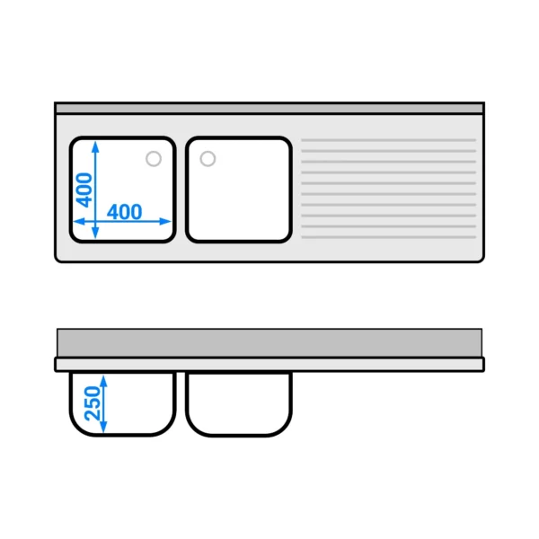 Dřezová skříňka PREMIUM - 1600x600mm - se 2 umyvadly vlevo - Image 6