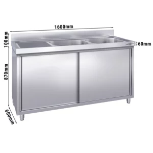 Dřezová skříňka PREMIUM - 1600x600mm - se 2 umyvadly vpravo