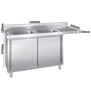 Dřezová skříňka k myčce nádobí 1600x600mm - se 2 umyvadly vlevo