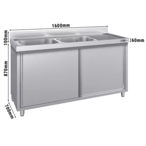 Dřezová skříňka ECO - 1600x700mm - se 2 umyvadly vlevo