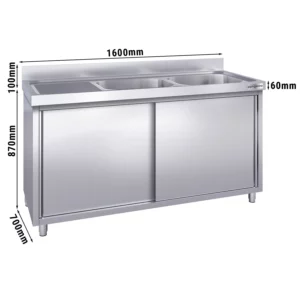 Dřezová skříňka PREMIUM - 1600x700mm - se 2 umyvadly vpravo