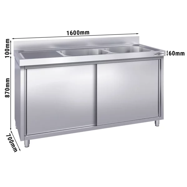Dřezová skříňka PREMIUM - 1600x700mm - se 2 umyvadly vpravo