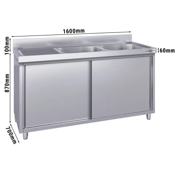 Dřezová skříňka ECO - 1600x700mm - se 2 umyvadly vpravo