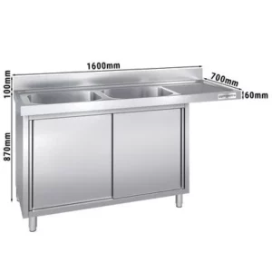 Dřezová skříňka k myčce nádobí- 1600x700- 1 umyvadlo vlevo Š400xH500xV250mm