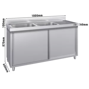 Dřezová skříňka ECO - 1800x600mm - se 2 umyvadly vlevo