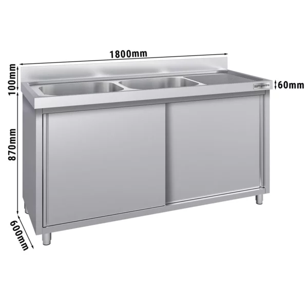 Dřezová skříňka ECO - 1800x600mm - se 2 umyvadly vlevo