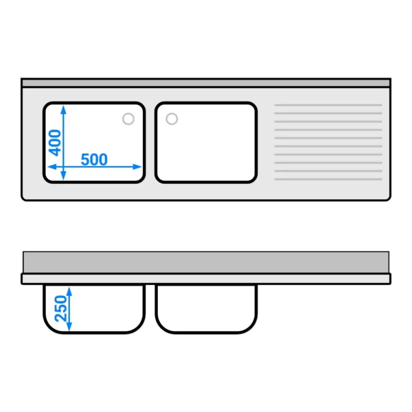 Dřezová skříňka ECO - 1800x600mm - se 2 umyvadly vlevo - Image 2