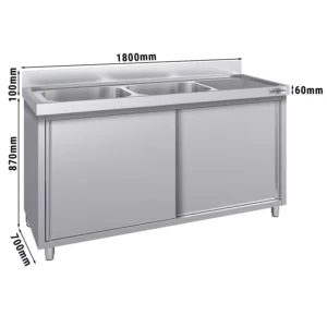 Dřezová skříňka ECO - 1800x700mm - se 2 umyvadly vlevo