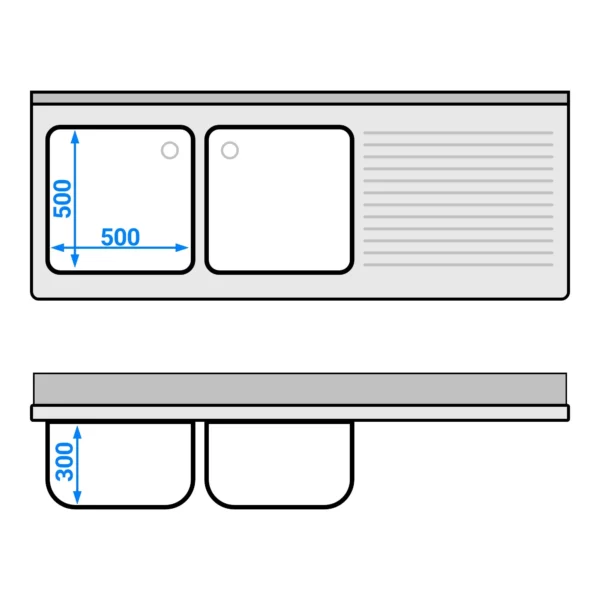 Dřezová skříňka PREMIUM - 1800x700mm - se 2 umyvadly vlevo - Image 6