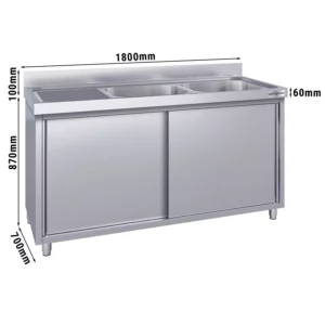 Dřezová skříňka ECO - 1800x700mm - se 2 umyvadly vpravo