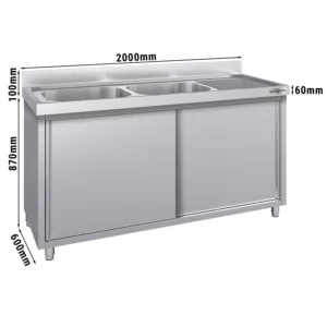 Dřezová skříňka ECO - 2000x600mm - se 2 umyvadly vlevo
