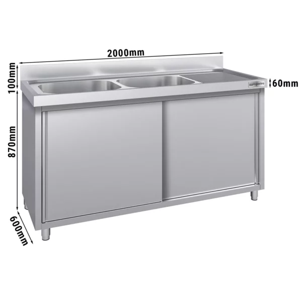 Dřezová skříňka ECO - 2000x600mm - se 2 umyvadly vlevo