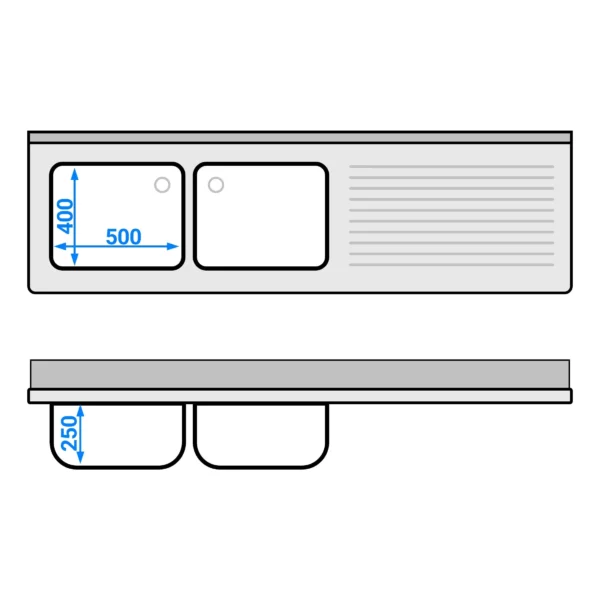 Dřezová skříňka ECO - 2000x600mm - se 2 umyvadly vlevo - Image 6
