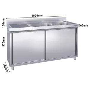 Dřezová skříňka PREMIUM - 2000x600mm - se 2 umyvadly vpravo