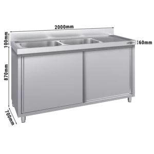 Dřezová skříňka ECO - 2000x700mm - se 2 umyvadly vlevo