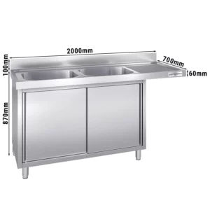 Dřezová skříňka k myčce nádobí - 2000x700 - 1 umyvadlo vlevo Š600xH500xV300mm