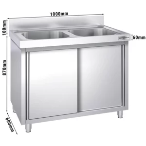 Dřezová skříňka PREMIUM - 1000x600mm - se 2 umyvadly ve středu