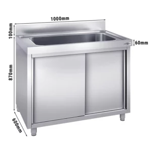 Skříňka na mytí hrnců - 1000x600mm - s 1 umyvadlem