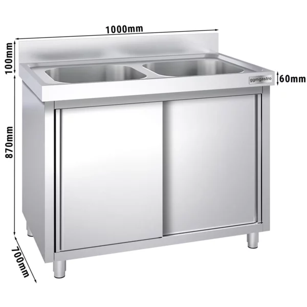 Dřezová skříňka PREMIUM - 1000x700mm - se 2 umyvadly ve středu