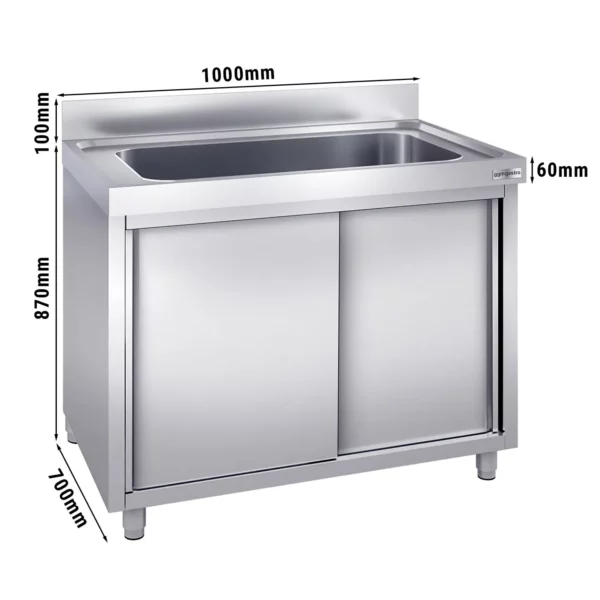 Skříňka na mytí hrnců - 1000x700mm - s 1 umyvadlem
