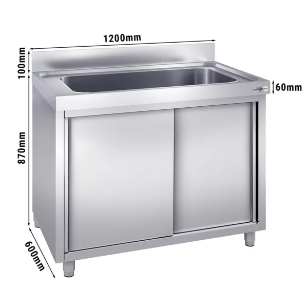 Skříňka na mytí hrnců - 1200x600mm - s 1 umyvadlem
