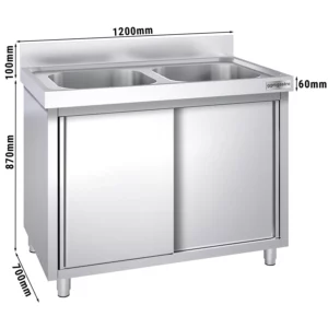 Dřezová skříňka PREMIUM - 1200x700mm - se 2 umyvadly ve středu