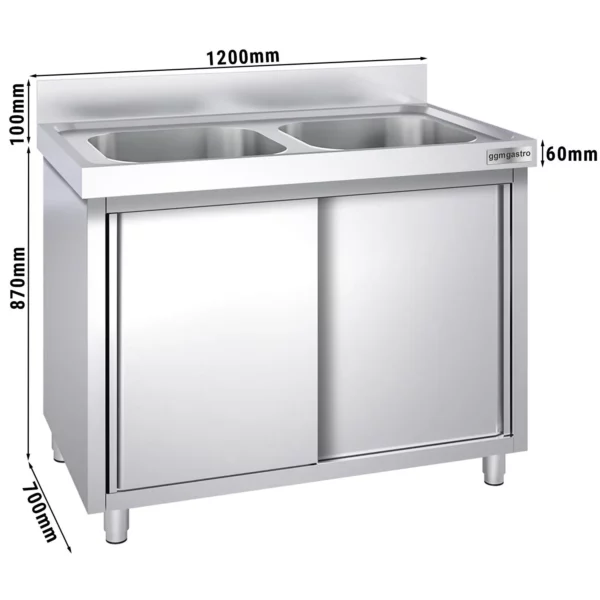 Dřezová skříňka PREMIUM - 1200x700mm - se 2 umyvadly ve středu
