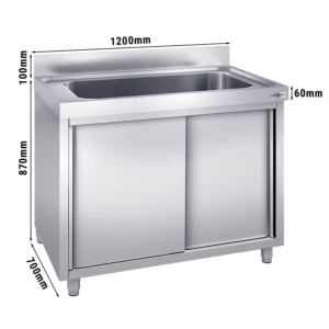 Skříňka na mytí hrnců - 1200x700mm - s 1 umyvadlem