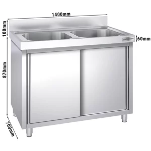 Dřezová skříňka PREMIUM - 1400x700mm - se 2 umyvadly ve středu