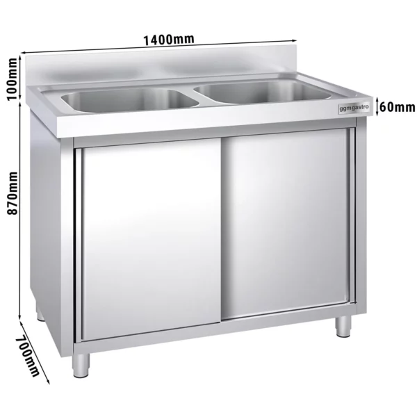 Dřezová skříňka PREMIUM - 1400x700mm - se 2 umyvadly ve středu