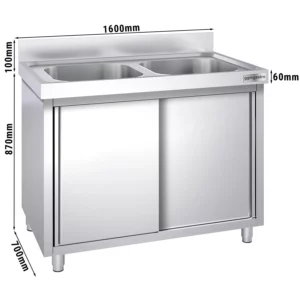 Dřezová skříňka PREMIUM - 1600x700mm - se 2 umyvadly ve středu