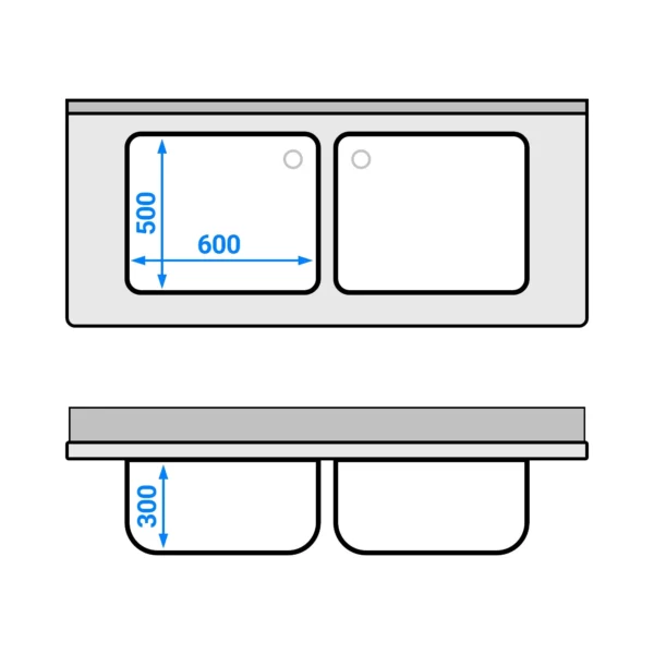 Dřezová skříňka PREMIUM - 1600x700mm - se 2 umyvadly ve středu - Image 6