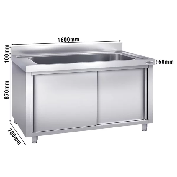 Skříňka na mytí hrnců - 1600x700mm - s 1 umyvadlem