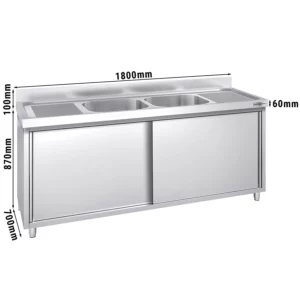 Dřezová skříňka PREMIUM - 1800x700mm - se 2 umyvadly ve středu