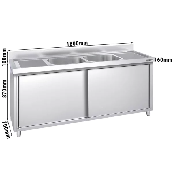Dřezová skříňka PREMIUM - 1800x700mm - se 2 umyvadly ve středu