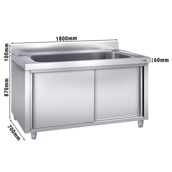 Skříňka na mytí hrnců - 1800x700mm - s 1 umyvadlem